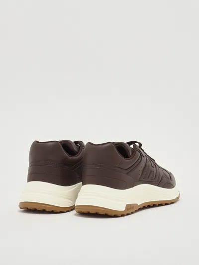 Hogan Hyperlight Leather Trainers In Brown
