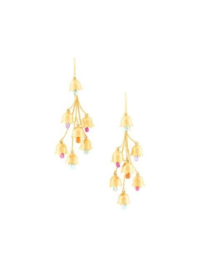 Shop Marie Helene De Taillac 22kt Gold Cascading Flowers Earrings - Metallic