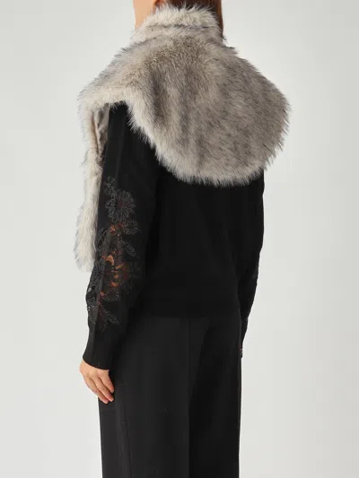 Liviana Conti Maxi Collo Sidney Shawl In Gray