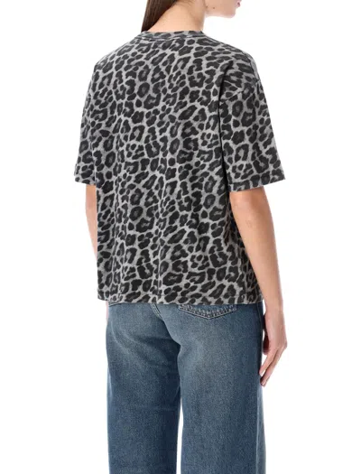 Anine Bing Animal Print Crew Neck Short Sleeve Top In Gray