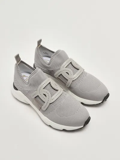 Tod's Sport Run 54c Calzino Catena Pelle Sneaker In Gray