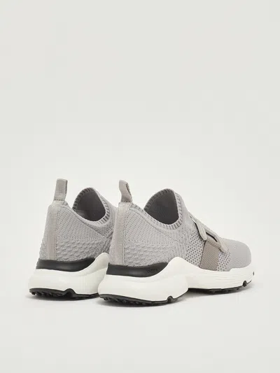 Tod's Sport Run 54c Calzino Catena Pelle Sneaker In Gray