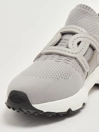 Tod's Sport Run 54c Calzino Catena Pelle Sneaker In Gray