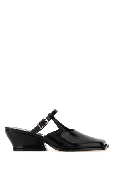 Loewe Modern Leather Onda Mules With Block Heel In Black