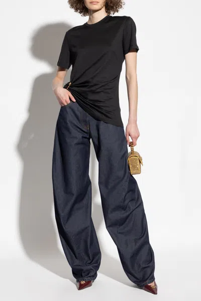 Versace Safety Pin Draped T-shirt In Black