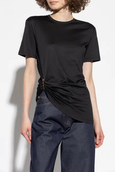 Versace Safety Pin Draped T-shirt In Black