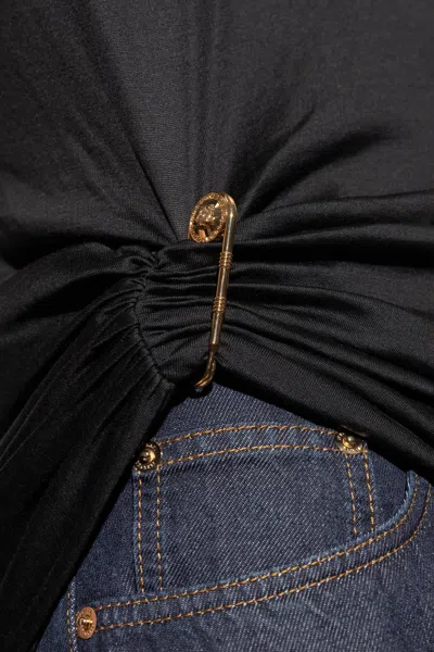 Versace Safety Pin Draped T-shirt In Black