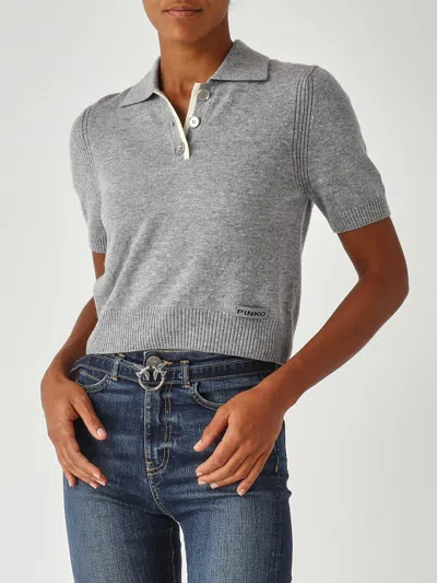 Pinko Gorgona Polo Lana Merinos Polo In Gray