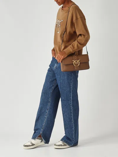 Pinko Love One Classic Slouchy Clutch In Brown