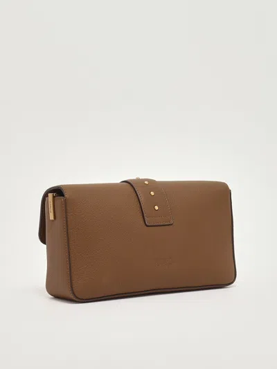 Pinko Love One Classic Slouchy Clutch In Brown