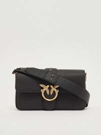 Pinko Love One Mini Slouchy Fl Shoulder Bag In Black