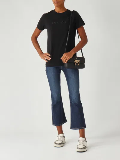 Pinko Love One Mini Slouchy Fl Shoulder Bag In Black