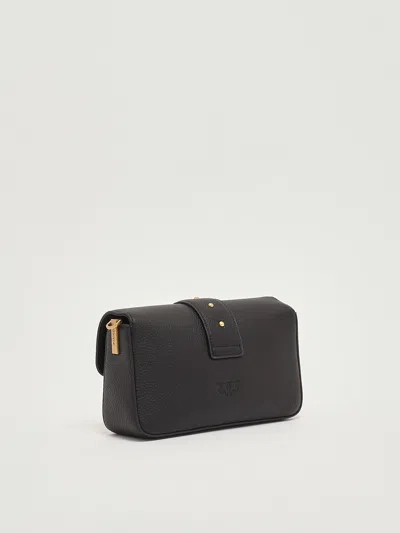 Pinko Love One Mini Slouchy Fl Shoulder Bag In Black