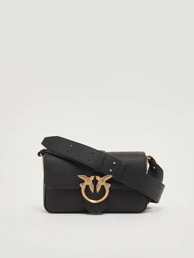 Pinko Love One Mini Slouchy Fl Shoulder Bag In Black
