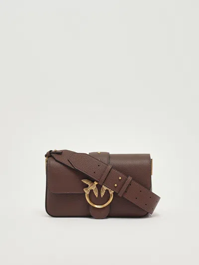 Pinko Love One Mini Slouchy Fl Shoulder Bag In Brown