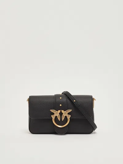 Pinko Love One Mini Slouchy Fl Shoulder Bag In Black