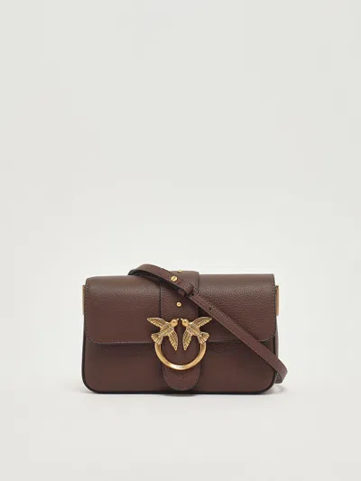 Pinko Love One Mini Slouchy Fl Shoulder Bag In Brown