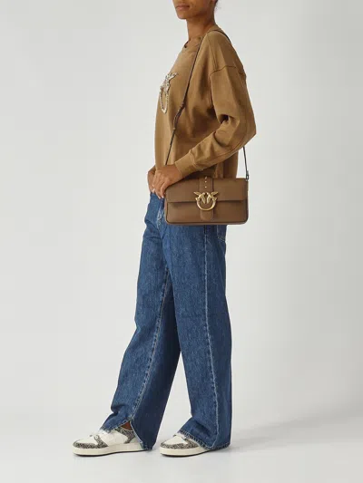 Pinko Nelly Maglia Felpa Ricamo Hoodie In Brown