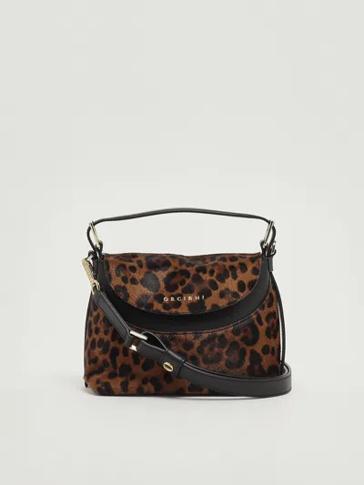 Orciani Nana S Leopard Shoulder Bag In Brown