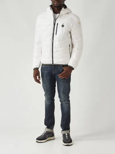 Blauer Piumino Wave Con Cappuccio Regular-fit Jacket In White
