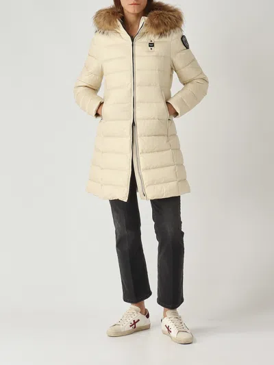 Blauer Quilted Down Jacket With Integrated Hood And Two-way Zipper In Neutral