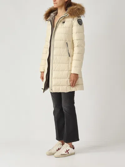 Blauer Quilted Down Jacket With Integrated Hood And Two-way Zipper In Neutral
