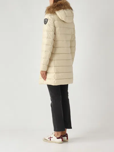 Blauer Quilted Down Jacket With Integrated Hood And Two-way Zipper In Neutral