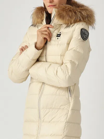Blauer Quilted Down Jacket With Integrated Hood And Two-way Zipper In Neutral