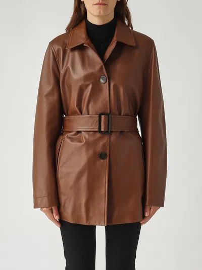Max Mara Tolmin Leather Jacket In Brown