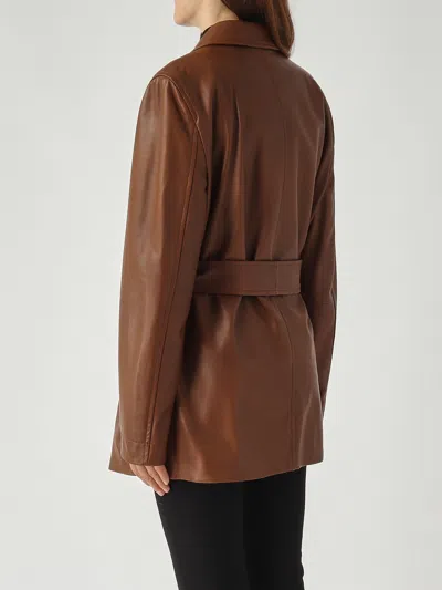 Max Mara Tolmin Leather Jacket In Brown