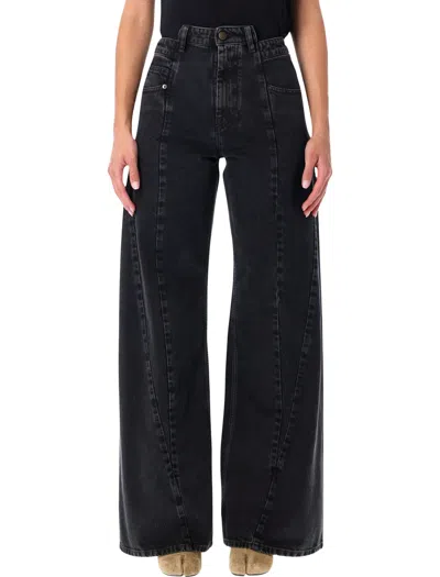 Maison Margiela High-waisted Wide-leg Black Jeans In Black