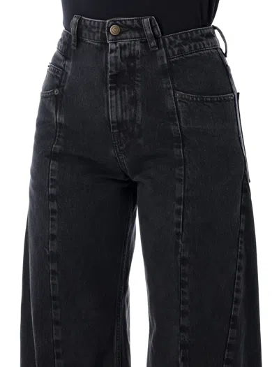 Maison Margiela High-waisted Wide-leg Black Jeans In Black