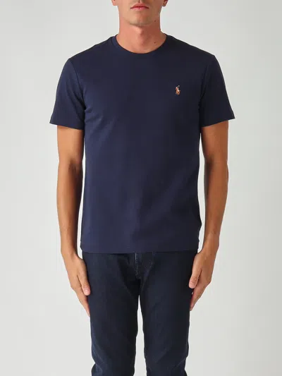 Polo Ralph Lauren Custom Slim-fit In Pima Cotton T-shirt In Blue