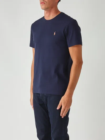 Polo Ralph Lauren Custom Slim-fit In Pima Cotton T-shirt In Blue