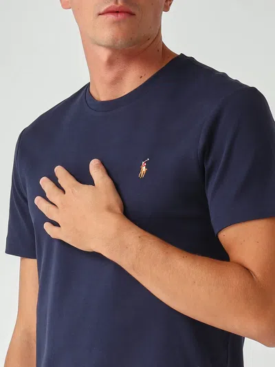 Polo Ralph Lauren Custom Slim-fit In Pima Cotton T-shirt In Blue