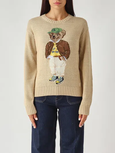 Polo Ralph Lauren Maglia Polo Bear In Cotone A Girocollo Sweater In Brown