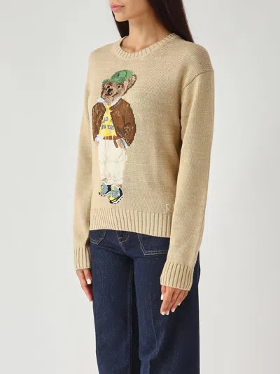 Polo Ralph Lauren Maglia Polo Bear In Cotone A Girocollo Sweater In Brown