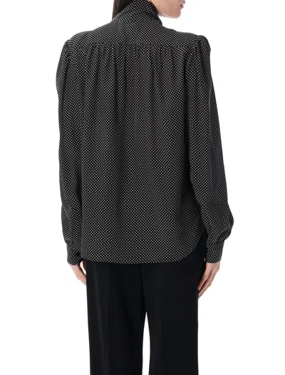 Saint Laurent Silk Pois Shirt For Women In Multi