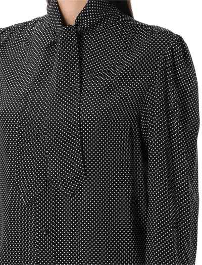 Saint Laurent Silk Pois Shirt For Women In Multi