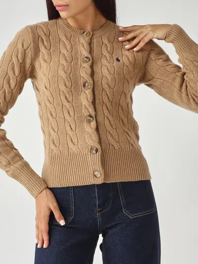 Polo Ralph Lauren Slim-fit A Trecce In Lana E Cachemire Cardigan In Multi