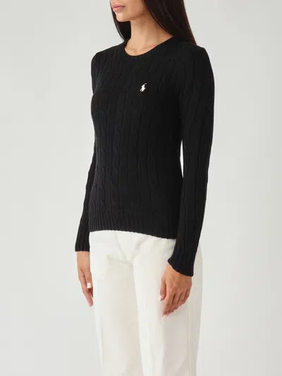 Polo Ralph Lauren Girocollo In Cotone (better Cotton) A Trecce Sweater In Black