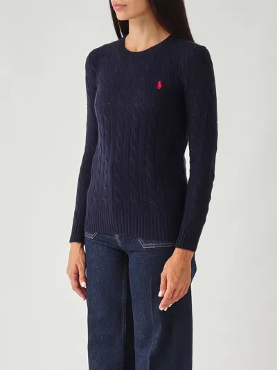 Polo Ralph Lauren Girocollo In Lana E Cashmere A Trecce Sweater In Blue