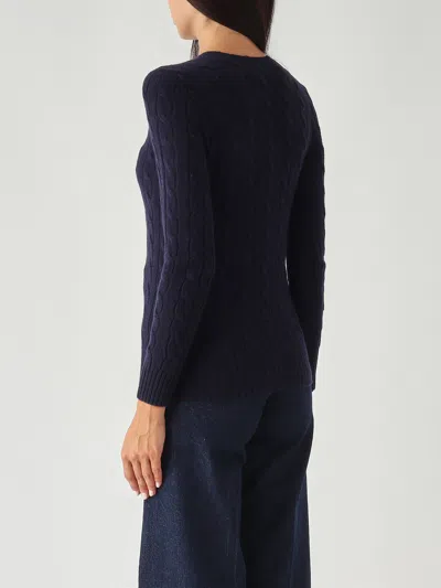 Polo Ralph Lauren Girocollo In Lana E Cashmere A Trecce Sweater In Blue