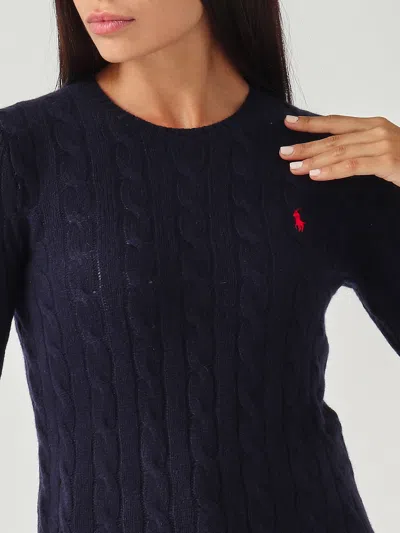 Polo Ralph Lauren Girocollo In Lana E Cashmere A Trecce Sweater In Blue