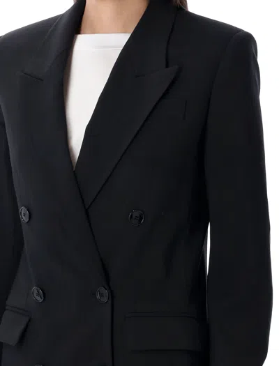 Isabel Marant Peak Lapel Double-breasted Blazer With Rear Vent In Black