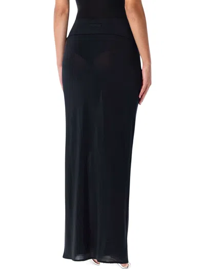 Jean Paul Gaultier Long Sheer Skirt With Lingerie Details In Blue