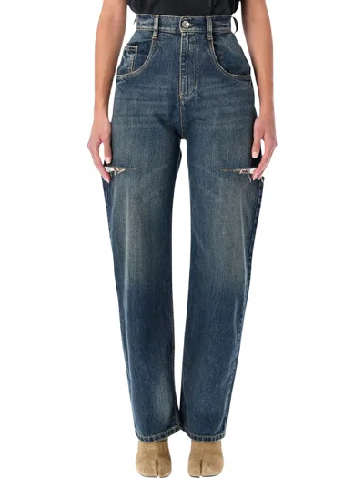Maison Margiela Stonewashed Denim Jeans With Slash Details In Blue