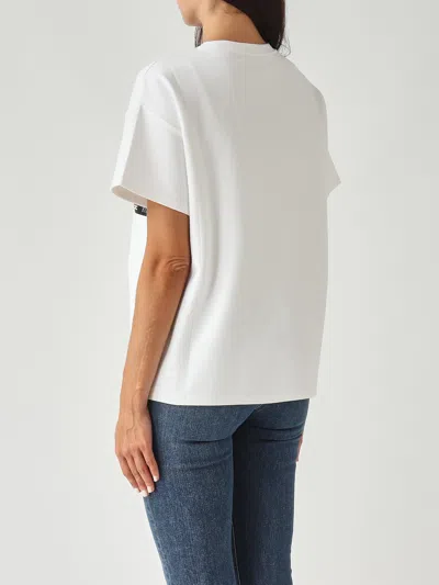 Elisabetta Franchi Crew Neck Relaxed Fit Short Sleeves Top In White