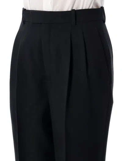 Saint Laurent High Waisted Wool Pants In Black