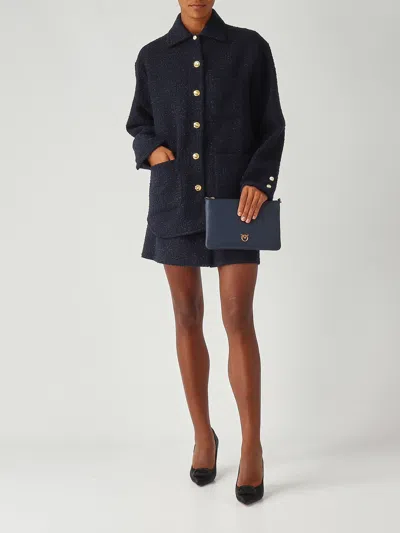 Pinko Flan Gonna Tweed Skirt In Blue